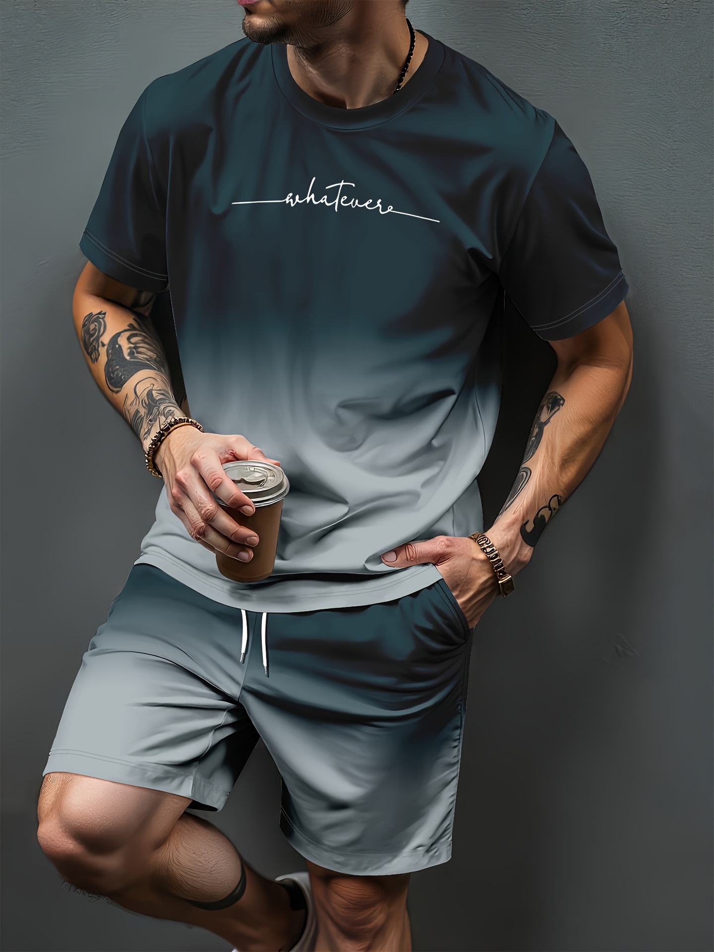 Summer Clothing Modest - グラデーション文字パターン 3D プリントジャージ男性女性カジュアル半袖 Tシャツショーツセット 2 個スポーツウェアスーツ男性服