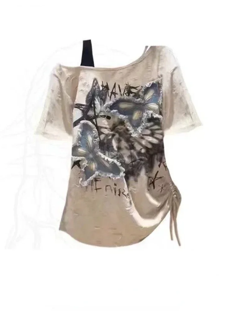 Summer Grunge Clothing - HOUZHOU ヴィンテージグラフィック Tシャツ女性原宿 Y2k 美的 2000