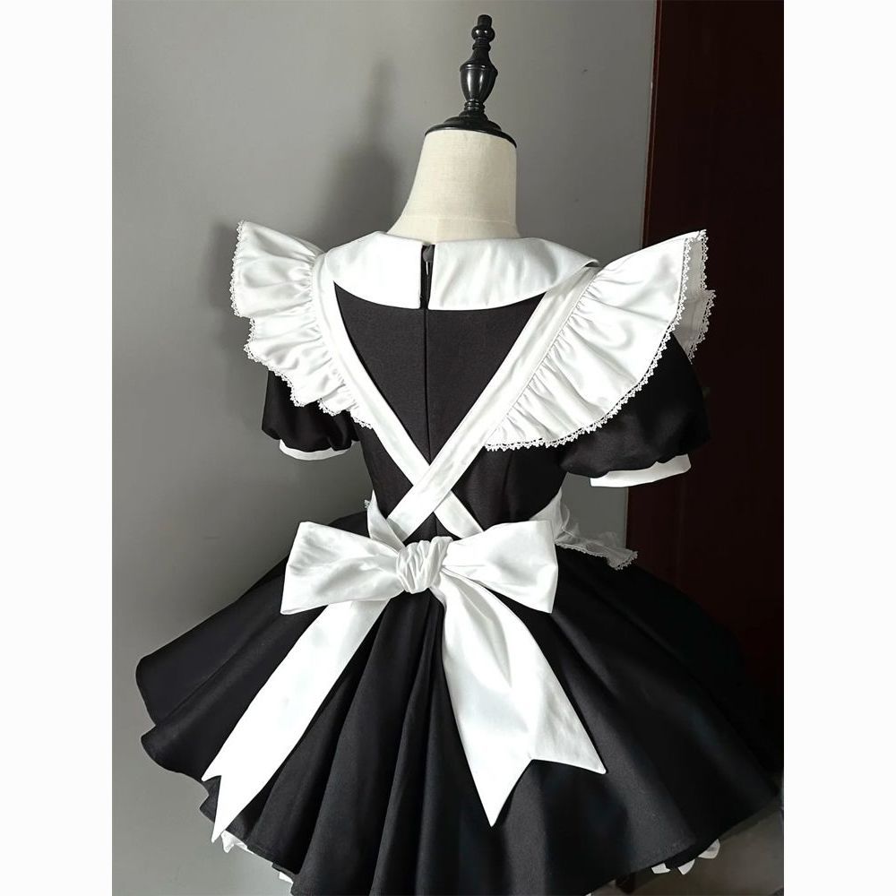 Summer Japanese Clothing - 日本のかわいいロリータ半袖ミニドレス+ストラップピナフォアエプロン2点セットY2kヴィンテージボウボタンパッチワーク2026