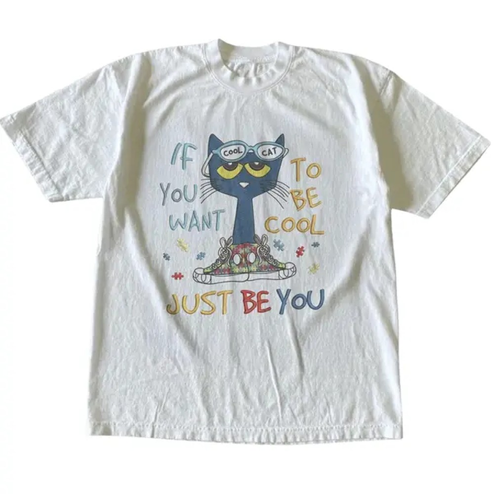 Summer Grunge Clothing - クールになりたいなら、自分らしくいこう ピート・キャットTシャツ、アニマルTシャツ、カートゥーンTシャツ、ギフトシャツ、ユニセックスヴィンテージグラフィックTシャツ、ゴシックグランジY2Kエモシーンアミティアフリクションスタイル服、メンズ・レディースストリートウェア