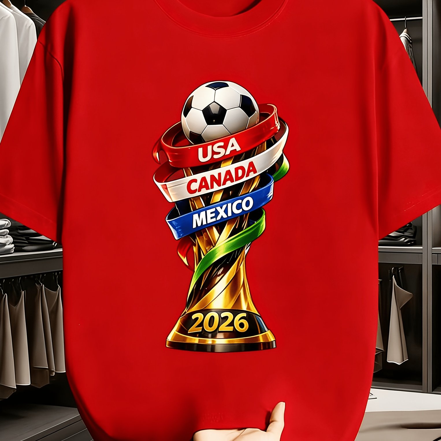 Summer Clothing Canada - 2026年米国カナダカップ楽しいプリントTシャツメンズカジュアル半袖クルーネックTシャツサッカーファン必須サマートップ服