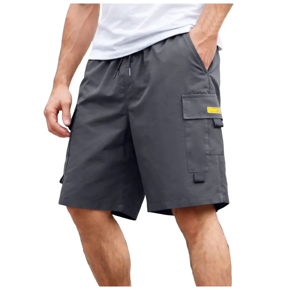 Summer Clothing Work - メンズ夏カーゴショーツトレンディなルーズフィット巾着マルチポケットワークショーツアウトドアハイキングキャンプショートパンツ男性服