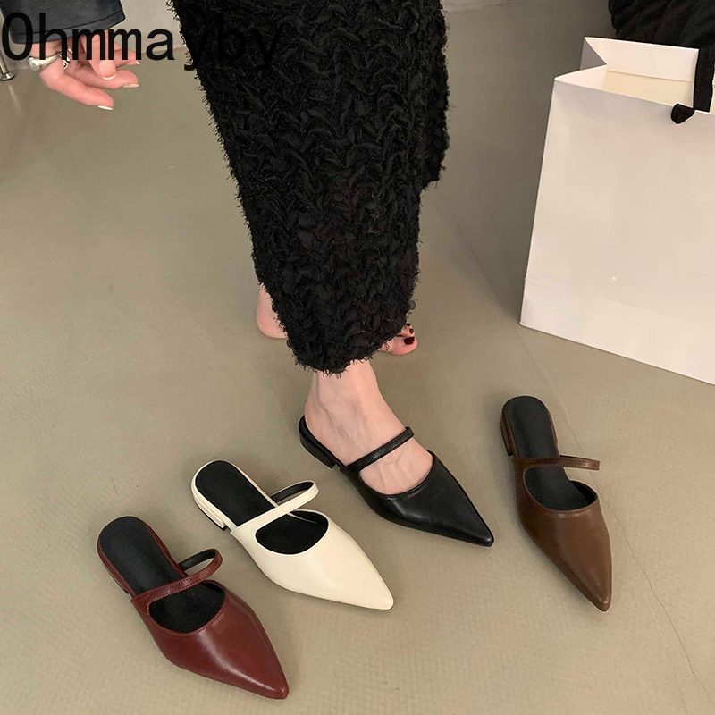 Summer Clothing Accessories - 春夏ポインテッドトゥ女性ミュールスリッパファッション浅いパーティードレスレディースフラットスライドシューズ