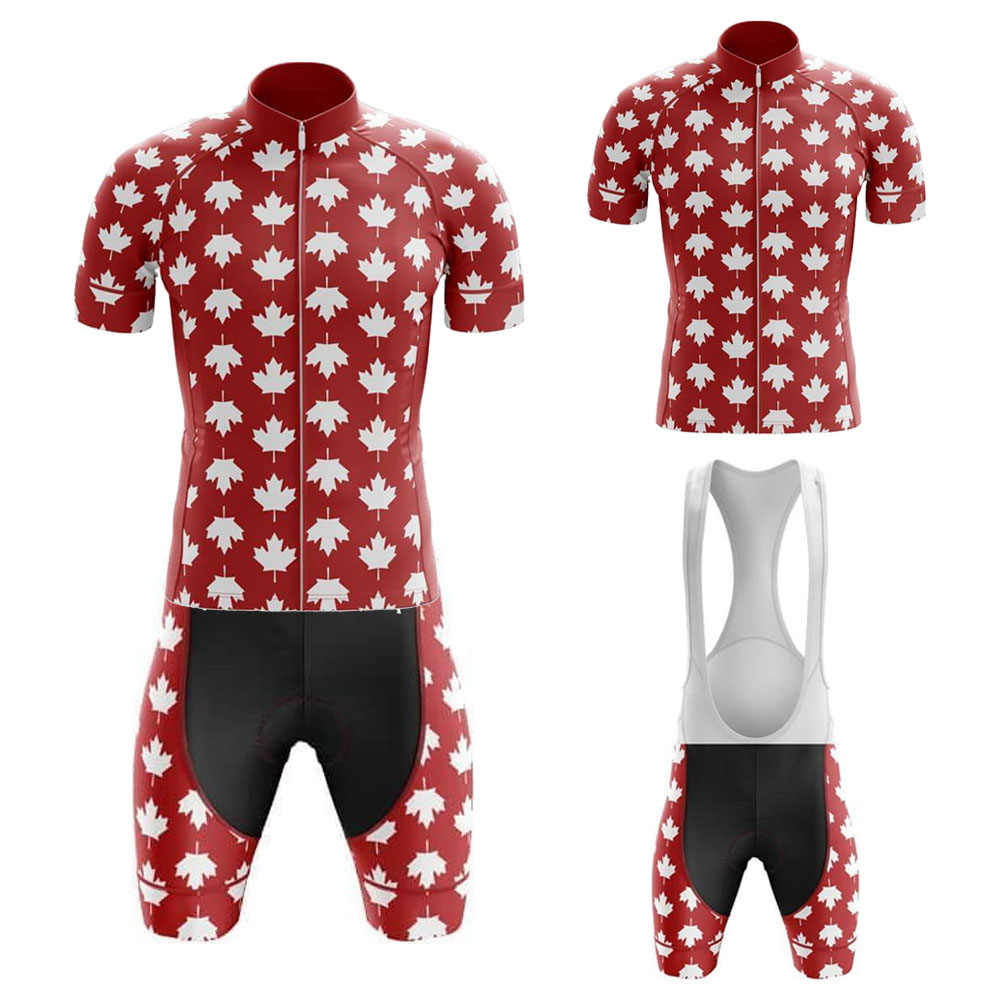 Summer Clothing Canada - カナダ サイクリング ジャージ セット メンズ 半袖