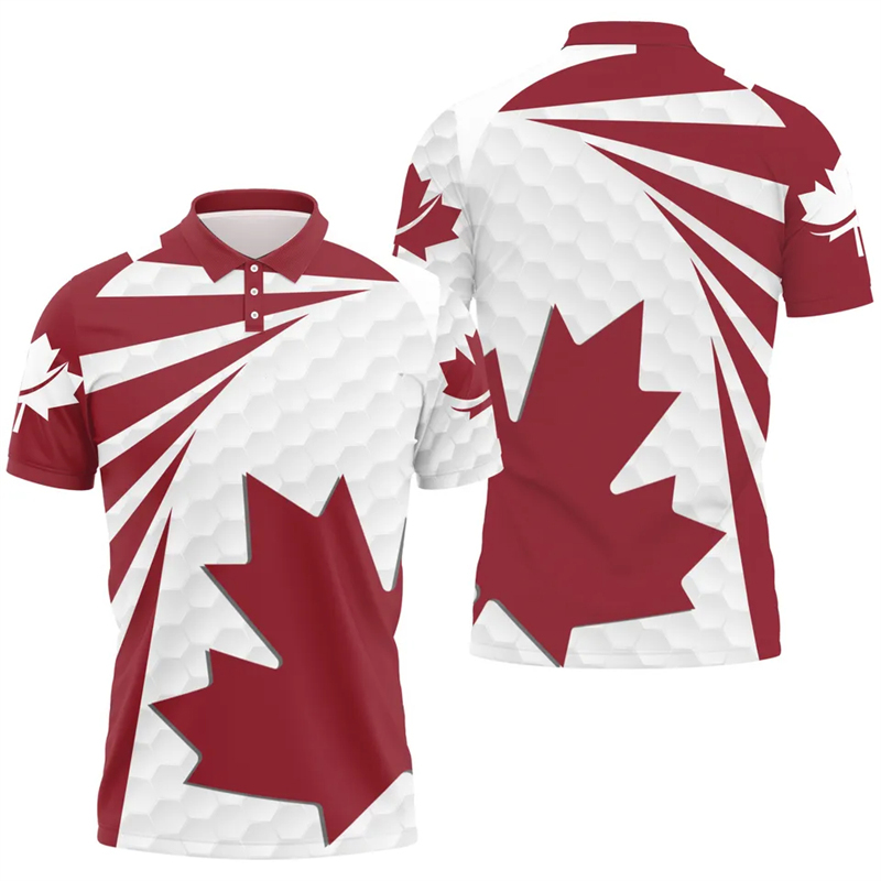 メープルリーフフラッグポロシャツ紳士服カナダ国旗グラフィック - Summer Clothing Canada のレビューと価格
