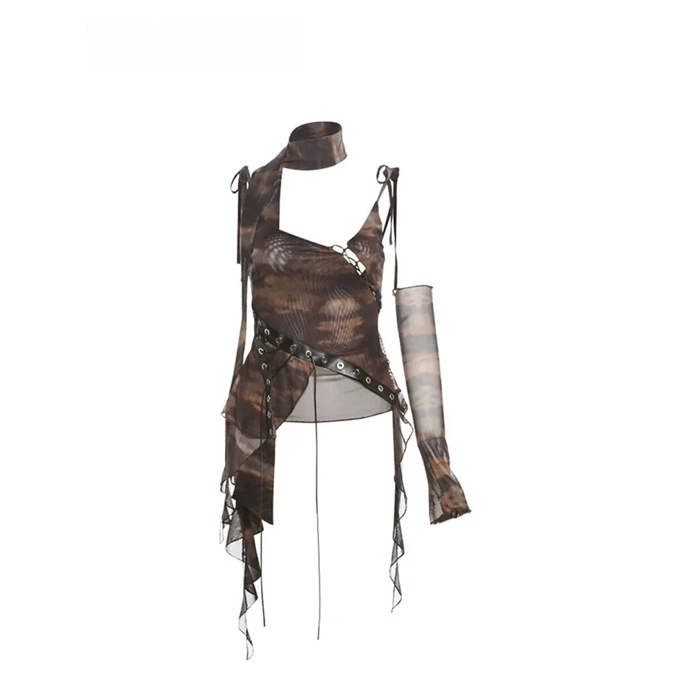 グランジ クロップトップス 原宿風 タンクトップ ダークアカ - Summer Grunge Clothing のレビューと価格