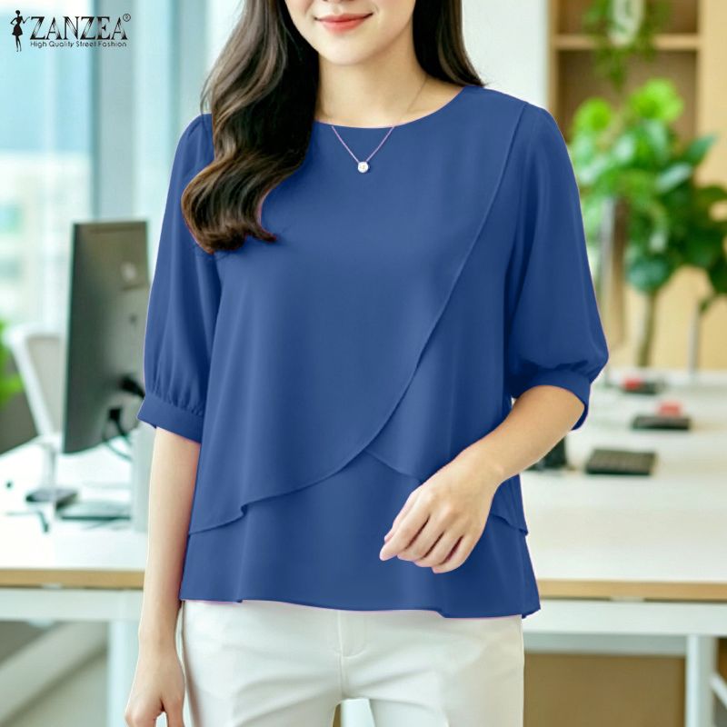 2026 ZANZEA 女性夏ソリッドカラーブラウスカジュア - Summer Clothing Work のレビューと価格