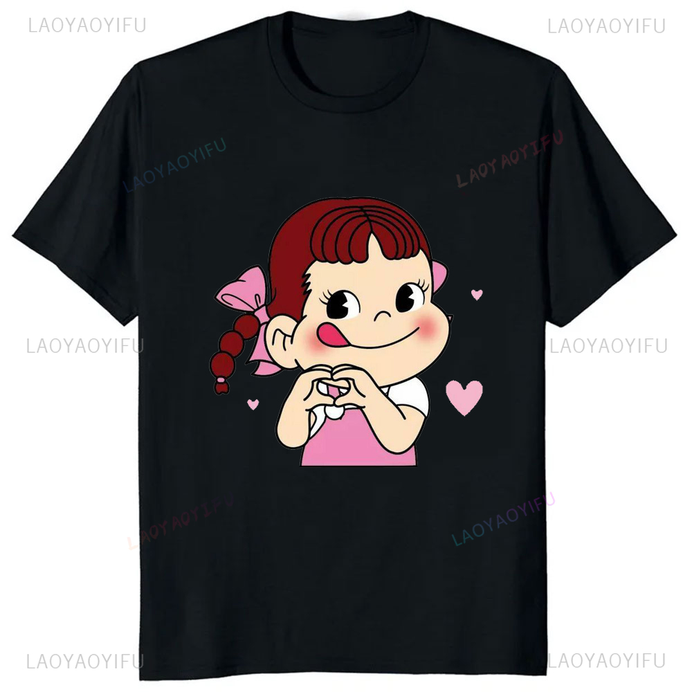 女性用カワイイミルクペコちゃんプリントTシャツ,原宿,y2k - Summer Japanese Clothing のレビューと価格