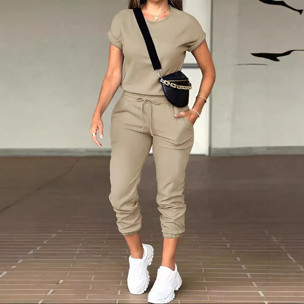 パンツセット レディース ツーピースセット ラウンドネック  - Summer Clothing Work のレビューと価格