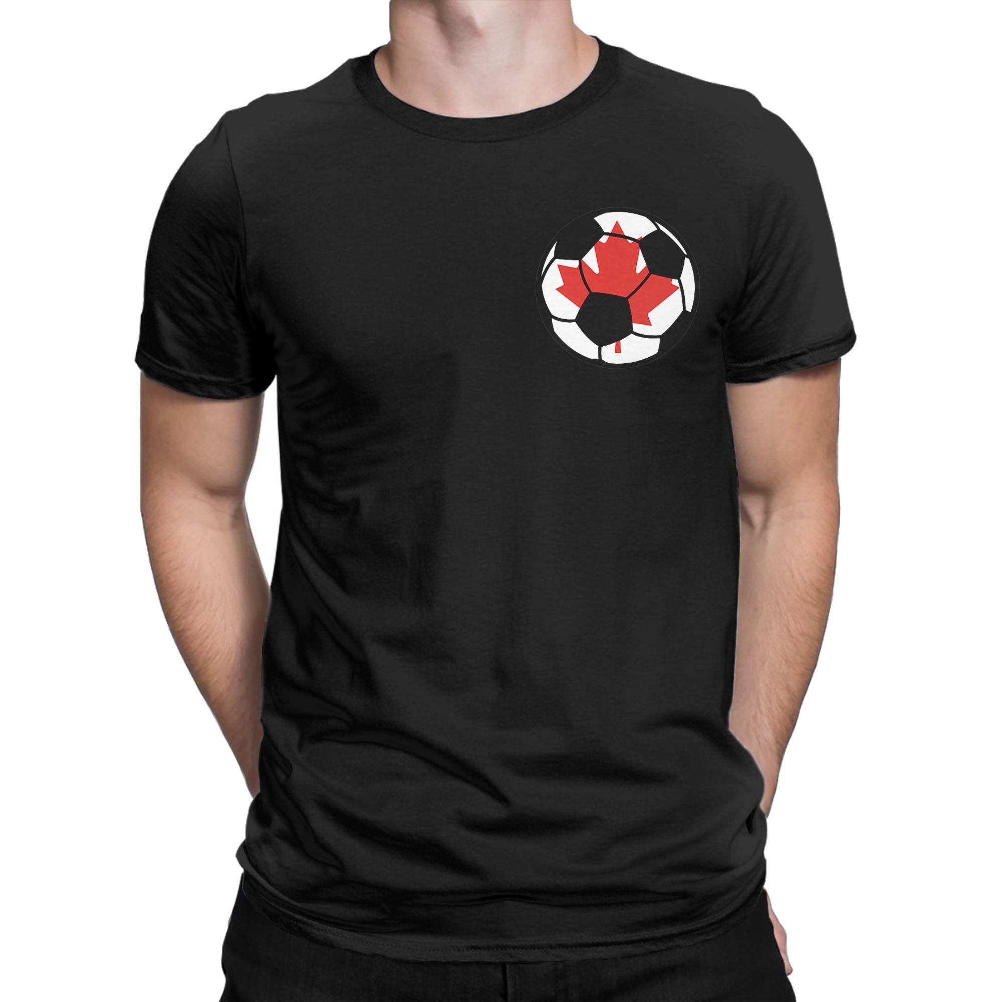 カナダサッカーボールカナダ国旗メンズ Tシャツユニークな T - Summer Clothing Canada のレビューと価格
