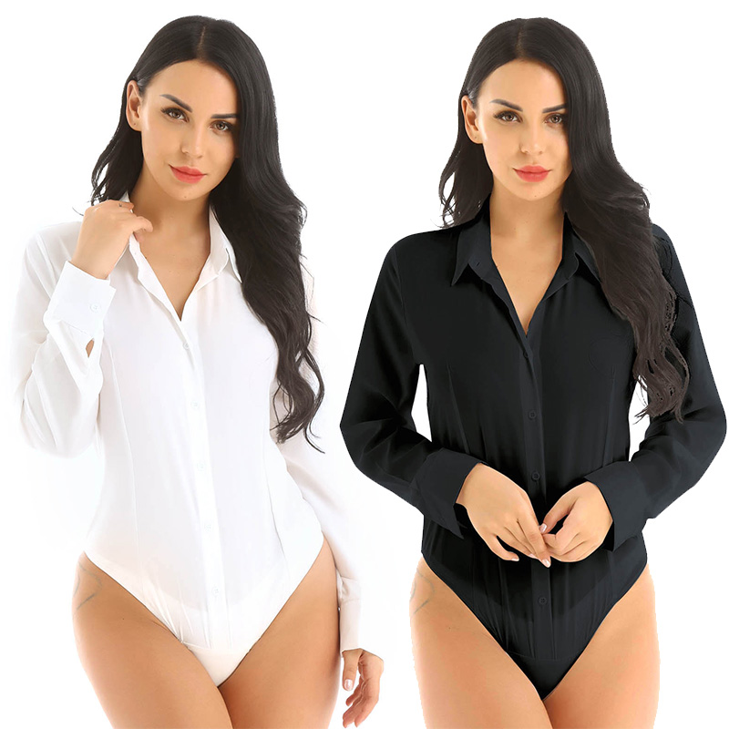 女性オフィスレディ仕事白ボディスーツ長袖 OL シャツレオタ - Summer Clothing Work のレビューと価格