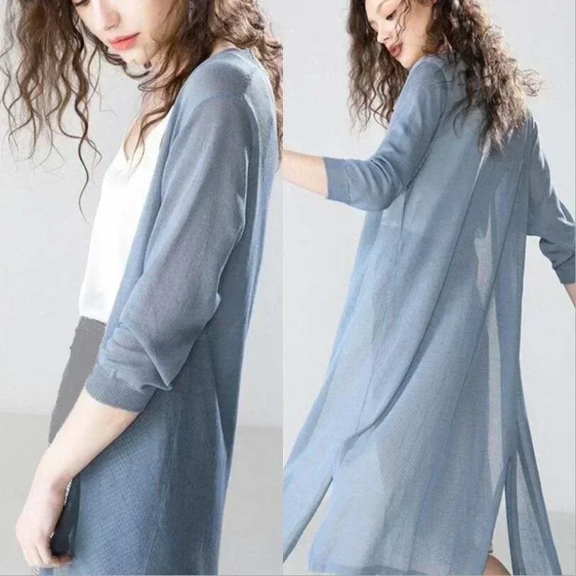 女性のための春と夏の日焼け止め服,女性のニットセーター,コー - Summer Clothing Yarn のレビューと価格