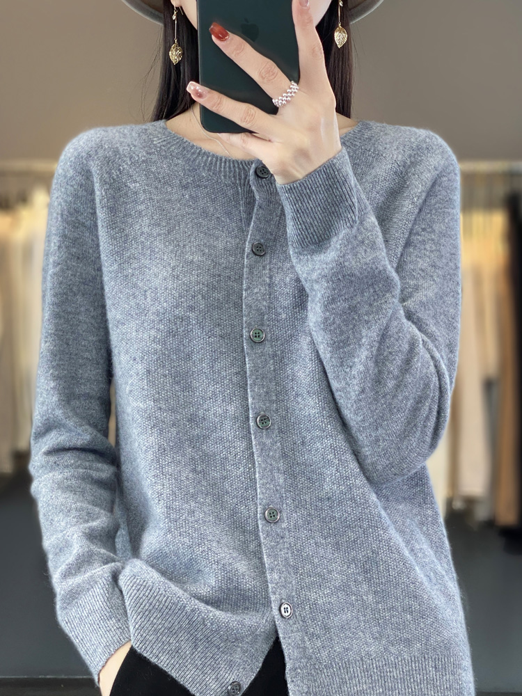 ファッション女性 100% メリノウールカーディガン秋冬 O - Summer Clothing Yarn のレビューと価格