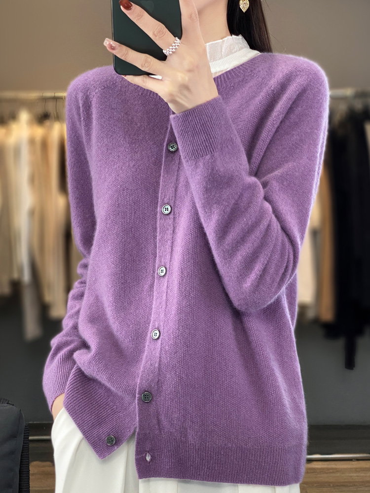ファッション女性 100% メリノウールカーディガン秋冬 O - Summer Clothing Yarn のレビューと価格