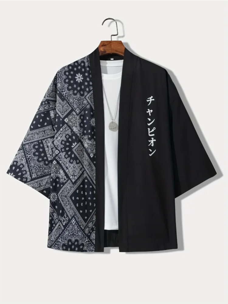 メンズカジュアル着物風和風プリントルーズフィット前開きシャツ - Summer Clothing Resort のレビューと価格