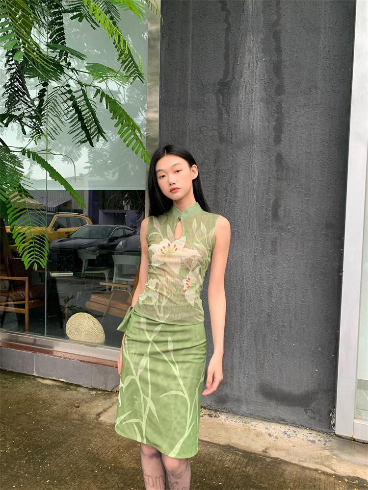Cheerart-女性用のヴィンテージグリーンフローラルトッ - Summer Clothing Accessories のレビューと価格