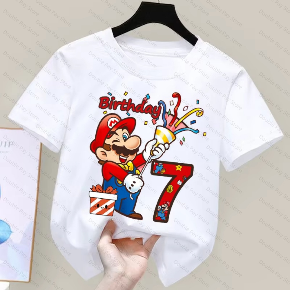 子供用マリオ柄バースデーナンバーTシャツ、男の子と女の子向け - Summer Clothing Japan のレビューと価格