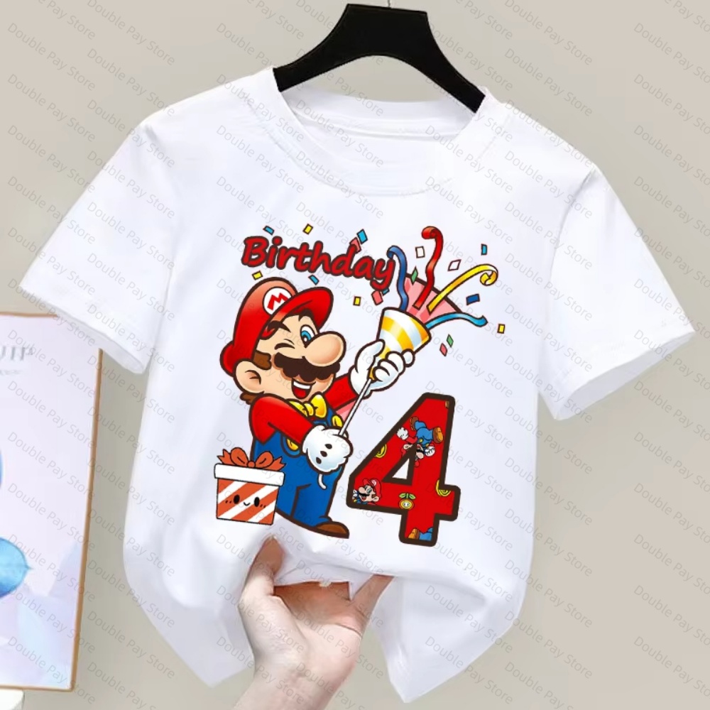 子供用マリオ柄バースデーナンバーTシャツ、男の子と女の子向け - Summer Clothing Japan のレビューと価格
