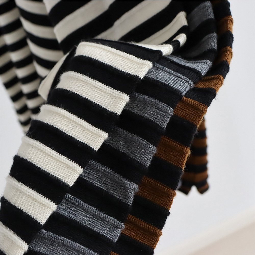 クルーネックストライプニットプルオーバー ウール混紡ルーズセ - Summer Clothing Yarn のレビューと価格