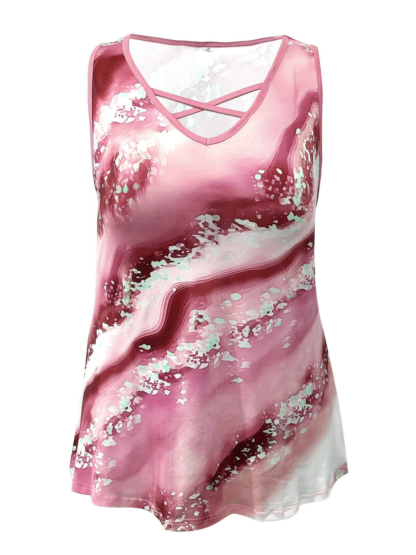 プラスサイズの大理石プリントタンクトップカジュアルクリスクロ - Summer Clothing Styles For Women のレビューと価格
